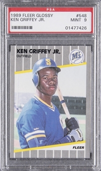 1989 Fleer Glossy #548 Ken Griffey Jr. Rookie Card - PSA MINT 9